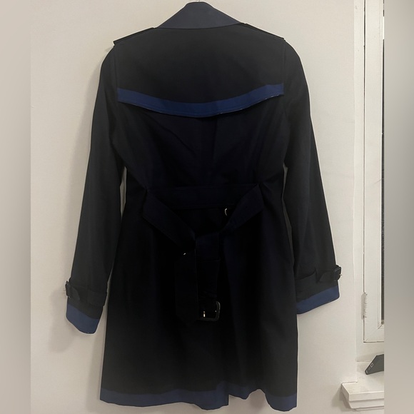 Burberry London Navy trench coat with leather collar and blue piping uk 6 (xs) - Picture 5 of 6